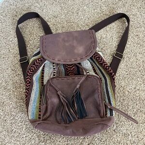 Target Limited Edition Backpack Purse Faux Leather and Woven Hemp